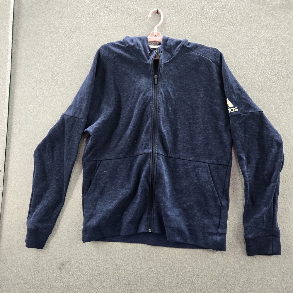 Adidas Women Hoodie XL Blue Activewear Full Zip‎ Logo Long Sleeve Pockets READ